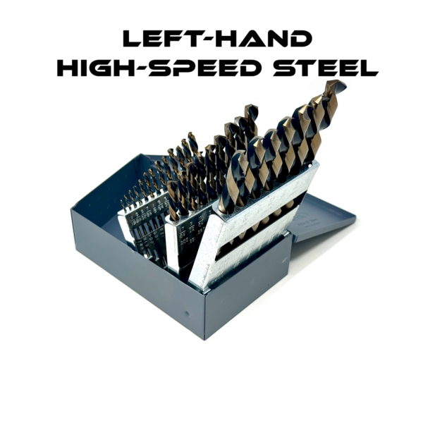 29pc Left Hand Spiral Drill Bit Set 1/16 inch to 1/2inch by 64ths