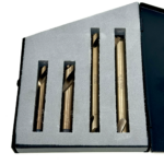 Cobalt Strike Spotweld Drill Set - 4-piece high-performance cobalt steel drills in a rugged steel case, designed for cutting spot welds on auto body panels and aerospace materials